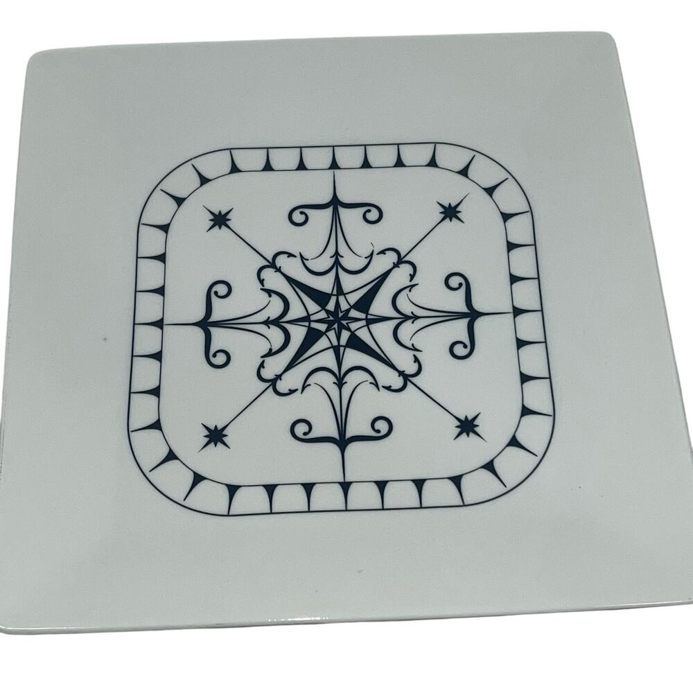 Katie Brown Porcelain Ceramic Serving Plate Blue Nautical Compass Design 8.5"